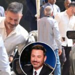 Jimmy Kimmel chega aos estúdios da ABC antes do retorno do talk show