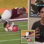 Jogador de futebol da Michigan High School fala depois que a coluna do adversário do companheiro de equipe fraturas durante o jogo