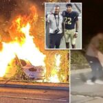 Jogador de futebol do exército corre o risco de levar o motorista do carro em chamas, conforme as linhas de energia abatidas desencadeadas no norte do estado de NY: 'verdadeiramente incrível'