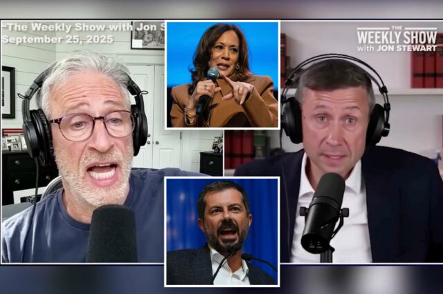 Jon Stewart Lambasts Kamala Harris por causa de sua explicação do vice -presidente de Buttigieg

