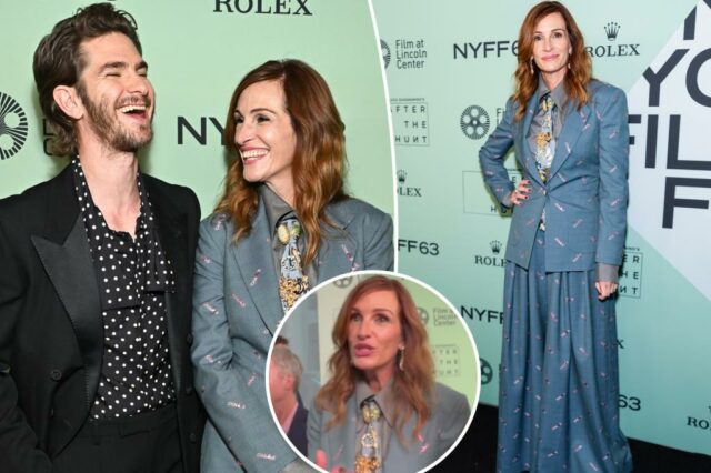 Julia Roberts cora como co-estrelas Andrew Garfield, Ayo Edebiri Confirme Curiosidade sobre o vencedor do Oscar

