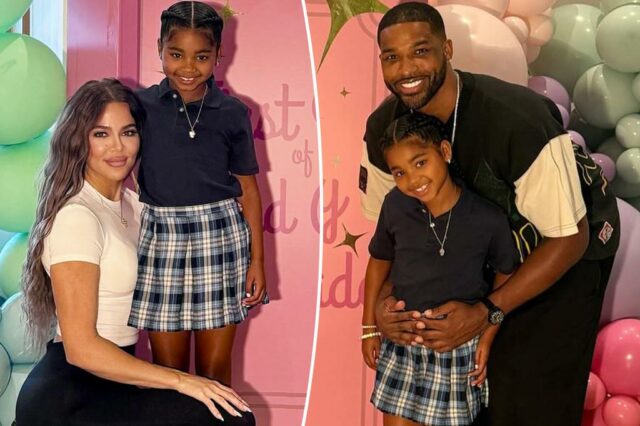 Khloe Kardashian e Tristan Thompson colocaram na frente do United para o primeiro dia de escola da filha True True

