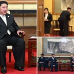 Kim Jong Un e Vladimir Putin sentados juntos.