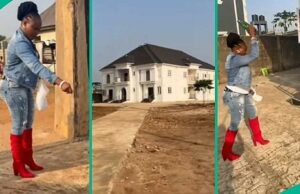 Lady, com sede no exterior, que construiu mansão na Nigéria, retorna para ver seu investimento pela primeira vez Lady, com sede no exterior, que construiu mansão na Nigéria, retorna para ver seu investimento pela primeira vez
