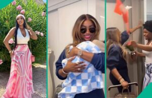 “Madrinha”: Priscilla ojo vigas com alegria enquanto o chioma bom cabelo finalmente encontra o bebê Rakeem no Canadá "Madrinha": Priscilla ojo vigas com alegria enquanto o chioma bom cabelo finalmente encontra o bebê Rakeem no Canadá