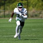 Malachi Moore no Jets Practice em 26 de setembro de 2025.