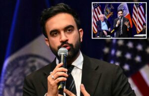 Mamdani, Sanders usa o Brooklyn College Event para empurrar a agenda pró-Palestina, anti-Israel Zohran Mamdani falando em uma prefeitura.