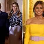 Melania Trump mostra seus ombros em um vestido amarelo ousado no Banquete Estadual do Reino Unido