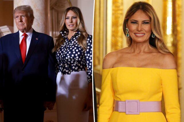 Melania Trump mostra seus ombros em um vestido amarelo ousado no Banquete Estadual do Reino Unido

