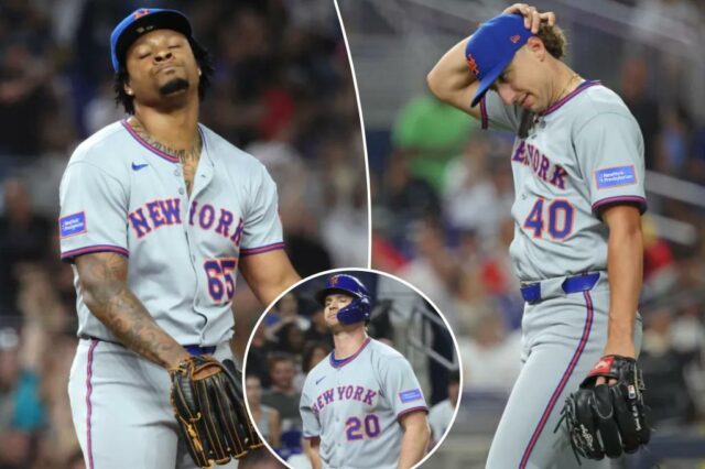 Mets sem vida não comparecem a derrotas esmagadoras para Marlins para iniciar a série de definição de temporada

