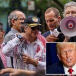 Nós para revogar o visto do presidente colombiano depois que ele instou as tropas a 'desobedecer' Trump no protesto de Nova York com Roger Waters
