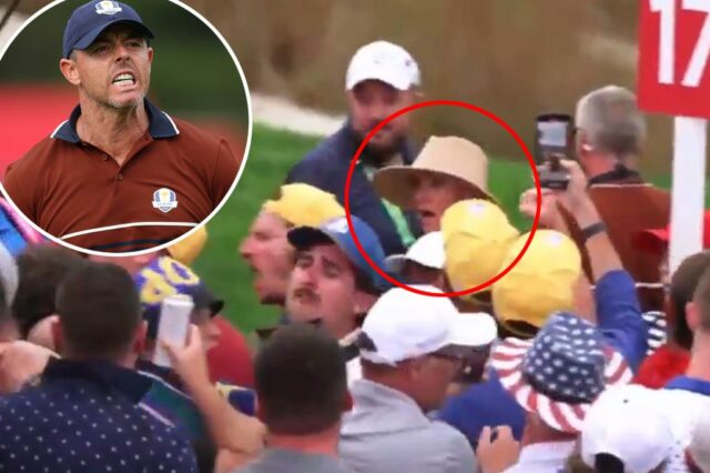 Novos vídeos mostram a esposa de Rory McIlroy em choque depois que os fãs da Ryder Cup bebem em ela


