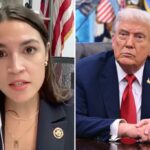 Alexandria ocasio-cortez falando em fones de ouvido durante uma prefeitura virtual.