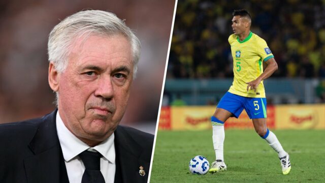 Casemiro dribla a bola para o Brasil