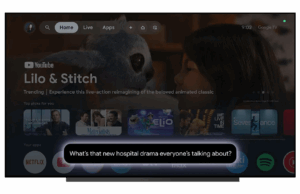 O Gemini AI do Google está envolvendo sua televisão Uma foto de uma TV do Google mostrando uma resposta na tela mostrando um prompt: