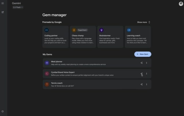 O Google atualmente permite que você compartilhe seus assessores de gemini feitos personalizados chamados tesouros 

