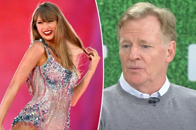 O comissário da NFL Roger Goodell pesa os rumores de Taylor Swift Super Bowl 

