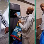 O homem nigeriano se move muitos, ostentam um enorme dinheiro que ele ganhou com a venda de resíduos de plástico