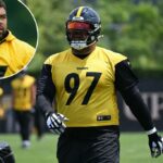 Cameron Heyward #97 do Pittsburgh Steelers no Minicamp.