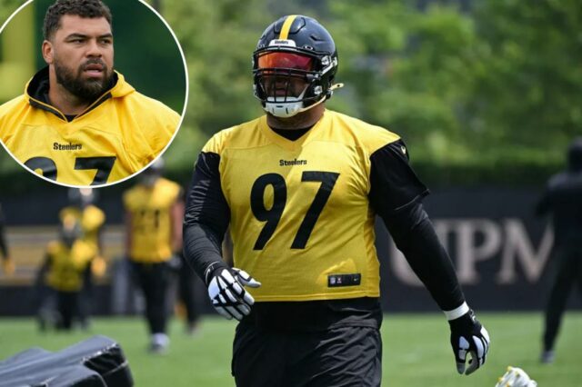 Cameron Heyward #97 do Pittsburgh Steelers no Minicamp.