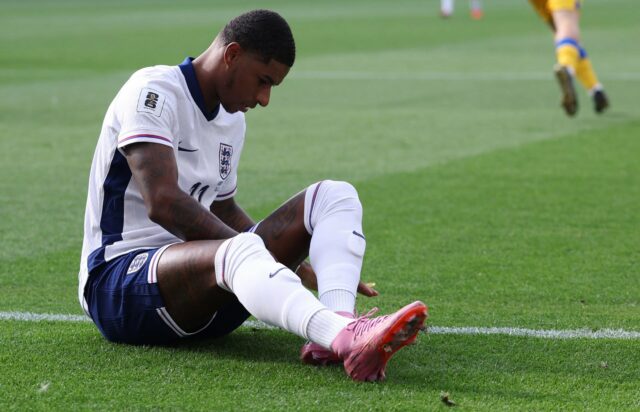 Marcus Rashford, da Inglaterra, durante a partida da Copa do Mundo da FIFA 2026 entre a Inglaterra e Andorra no Villa Park em 6 de setembro de 2025