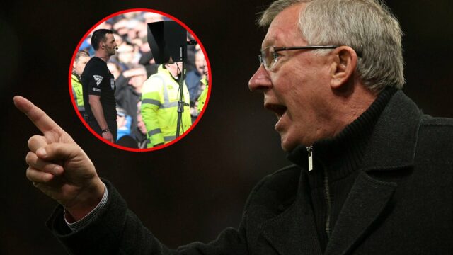 Sir Alex Ferguson verifica seu relógio na linha de toque