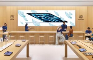 O mais novo estilo da Apple Shop incorpora bar e coleta brilhante em um balcão O mais recente design da Apple Store combina bar e pick -up em um contador (mostrado no Apple Hebbal)