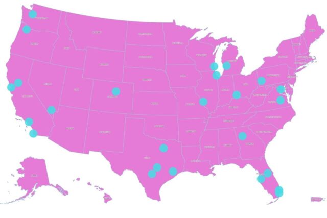 A map graphic highlighting some of the best major U.S. cities for food lovers.