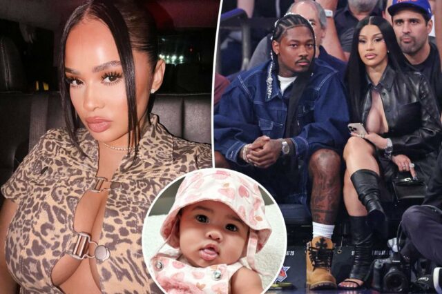 O namorado grávida de Cardi B, Stefon Diggs, enfrentando um traje de paternidade com mais de 5 meses de idade

