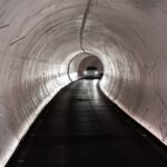 A Tesla in the Boring company tunnel in Las Vegas.