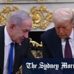 O presidente dos EUA, Donald Trump, anuncia o Plano de Paz do Oriente Médio