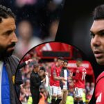 Casemiro durante a partida da Premier League entre o Fulham e o Manchester United no Craven Cottage em 2025 em Londres, Inglaterra.