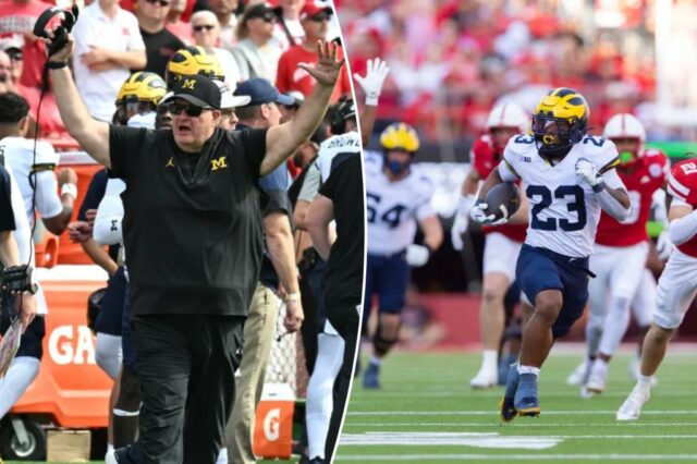 O técnico interino interino de Michigan, Biff Poggi, sabia exatamente como ele queria comemorar a vitória: 'Provavelmente vá para o hospital'


