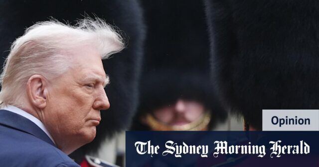 Donald Trump analisa o guarda de honra durante suas boas -vindas cerimoniais em Windsor, Inglaterra, na quarta -feira.