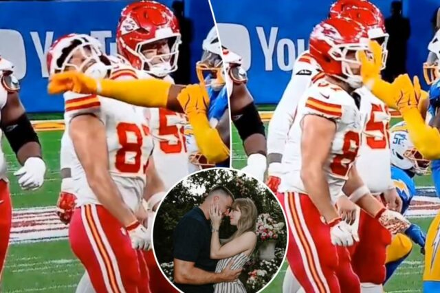 Os Swifties ficaram loucos depois que Travis Kelce foi batido pela torta de chá dos Chargers em momento chocante

