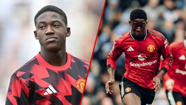 KOBBIE MAINOO APELAMENTOS, vestindo camisa em casa do Manchester United