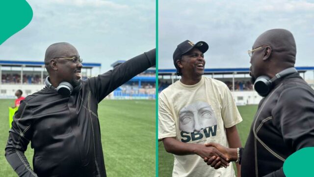 Os fãs entram em erupção quando o bilionário nigeriano Obi Cubana visita Enyimba, recebe um presente especial de Kanu Nwankwo, vídeo

