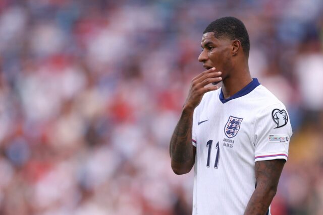Marcus Rashford jogando contra Andorra.