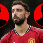 Bruno Fernandes analisa durante a partida da Premier League entre o Manchester City e o Manchester United no Etihad Stadium em 2025 em Manchester, Inglaterra.
