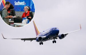 Principais companhias aéreas para fornecer wifi de bordo gratuito para a maioria dos panfletos no próximo mês-veja como usar a vantagem Um viajante checando em um balcão da Southwest Airlines.