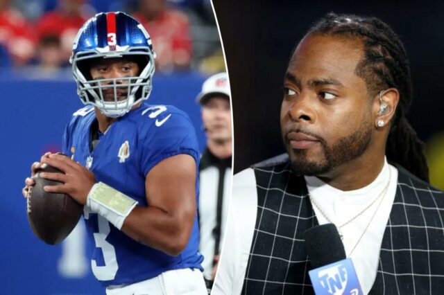 Richard Sherman leva o Jab no ex-companheiro de equipe de Seahawks, Russell Wilson, depois de Giants Benching

