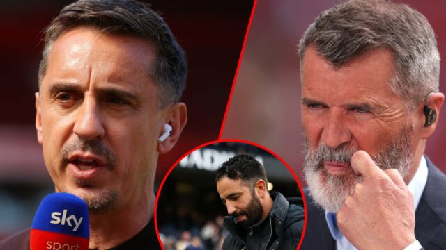 O gerente do Manchester United, Ruben Amorim, durante a partida da Premier League entre o Manchester City e o Manchester United no Etihad Stadium em 2025 em Manchester, Inglaterra.