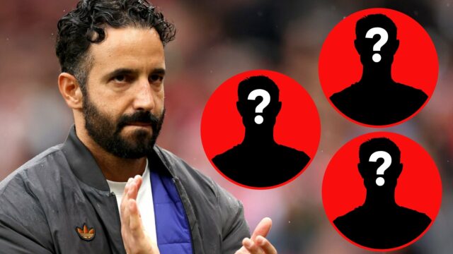 O técnico do Manchester United, Ruben Amorim, após a partida da Premier League entre o Manchester United e Burnley em Old Trafford, em Manchester, em 2025.