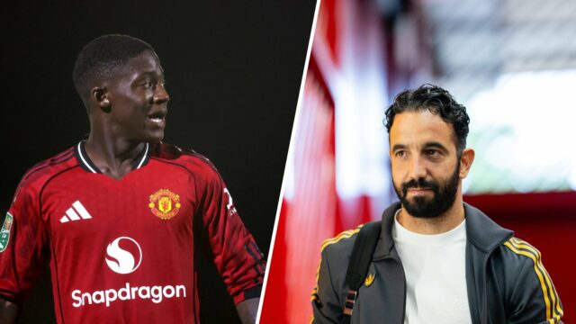 O gerente do Manchester United, Ruben Amorim, chega antes da partida da Premier League entre o Manchester United e o Burnley em Old Trafford em 2025 em Manchester, Inglaterra.