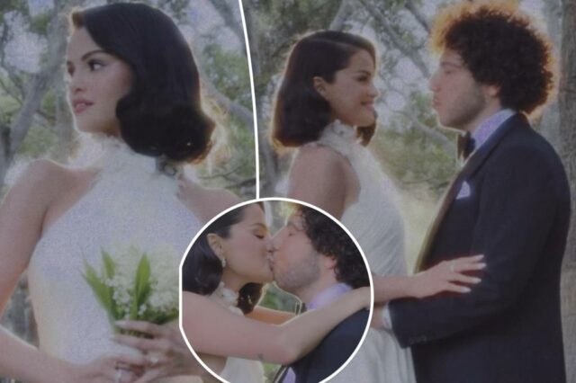 Selena Gomez usa Romantic Ralph Lauren Halter Vestido de noiva para se casar com Benny Blanco

