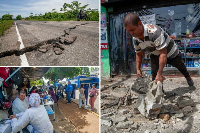 Série de terremotos fortes chocando a Venezuela, na Colômbia enquanto os moradores fogem


