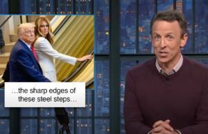 Seth Meyers zomba dos seguidores de Trump por proclamá -lo como uma pessoa ‘mais difícil’, porém agarrando pérolas sobre possíveis lesões na escada rolante | videoclipe Jogar