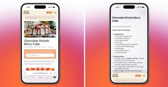 'Agite para resumir' uma página da web no Firefox ao executar o iOS 26 (Screengrabs mostrados antes e depois)
