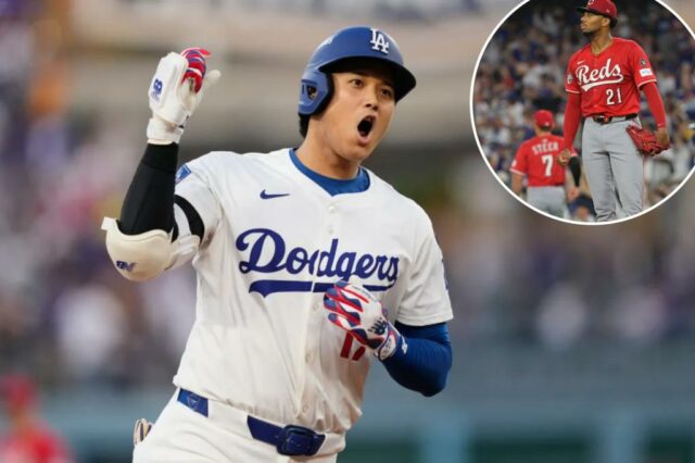 O Shohei Ohtani, de Los Angeles Dodgers, comemora enquanto arredonde as bases após seu home run solo durante o primeiro turno no jogo 1 da série de playoffs de beisebol da National Wild Card Card contra o Cincinnati Reds, terça -feira, 30 de setembro de 2025, em Los Angeles. 