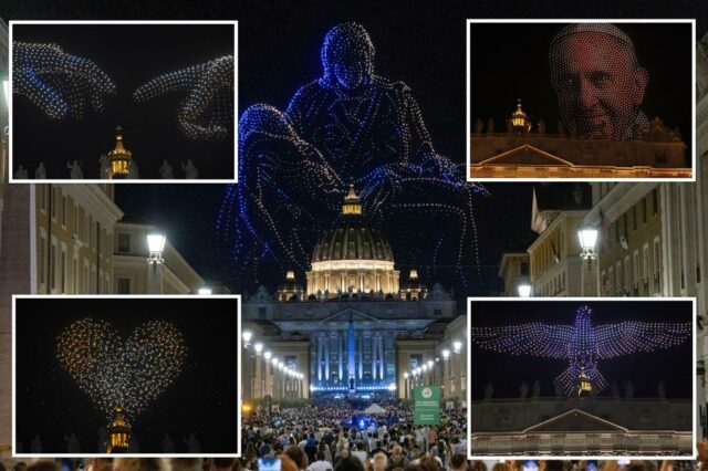 Show de drones espetaculares sobre o Vaticano recria

